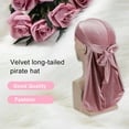 thumbnail image 2 of Velour Headwraps Assorted Colors Long Tail Pirate Multipurpose Head Scarf Elasticity Hat Windproof Single Layer Attractive Elasticity Comfortable Hair Bonnet Pink, 2 of 4