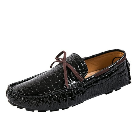 

Women‘s Crocodile Print Bowknot Flat Loafers Solid Color Patent Leather Soft Sole Slip On Shoes Casual Walking Shoes