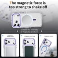 thumbnail image 5 of For iPhone 17 Pro Magnetic Phone Case,With Contractile Lens Ring Kickstand,Compatible with Mag-safe,Transparent Back,Ultra Slim Shockproof Anti-fall Protection Rugged Phone Case,Purple, 5 of 9
