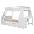thumbnail image 5 of Harper & Bright Designs Twin Over Full Bunk Bed with Trundle and Built-in Desk, Wooden Bunkbed Frame with Storage Drawers and Shelf for Bedroom, White, 5 of 14