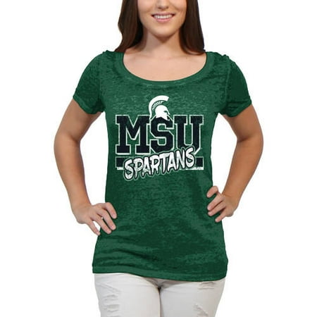 Michigan State Spartans Block Graffiti Women'S/Juniors Team Short Sleeve Scoop Neck Tee