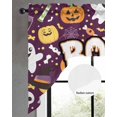 thumbnail image 2 of Purple Halloween Swag Valances for Windows, Small Curtains Drapes, Cute Ghost Pumpkin Skull Bat Wizard Hat Kitchen Window Curtains Over Sink Window Treatment Valance for Bedroom/Bathroom 56"x36", 2 of 5
