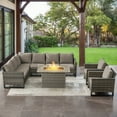 thumbnail image 2 of POCASSY 6PCS Outdoor Furniture Set with Fire Pit Table - All Weather Gray Wicker Outdoor Sectional Sofa with Club Chair and 41" Propane Firepit Table for Deck, Porch, Garden - Gray, 2 of 13