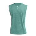thumbnail image 4 of LODIENY Workout Tank Tops for Men Big and Tall Regular Fit Casual Summer Sleeveless Button V Neck Henley Shirts Vintage Muscle Gym T-Shirt Tops Mint Green L, 4 of 6