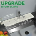thumbnail image 4 of Kitchen Sink Splash Guard Behind Faucet 24 x 5.5 Inch. Faucet Handle Drip Catcher Tray, Longer Silicone Sink Faucet Mat, Dish Soap Sponge Holder for Bathroom, Farmhouse, Bar, Rv,Beige White, 4 of 5