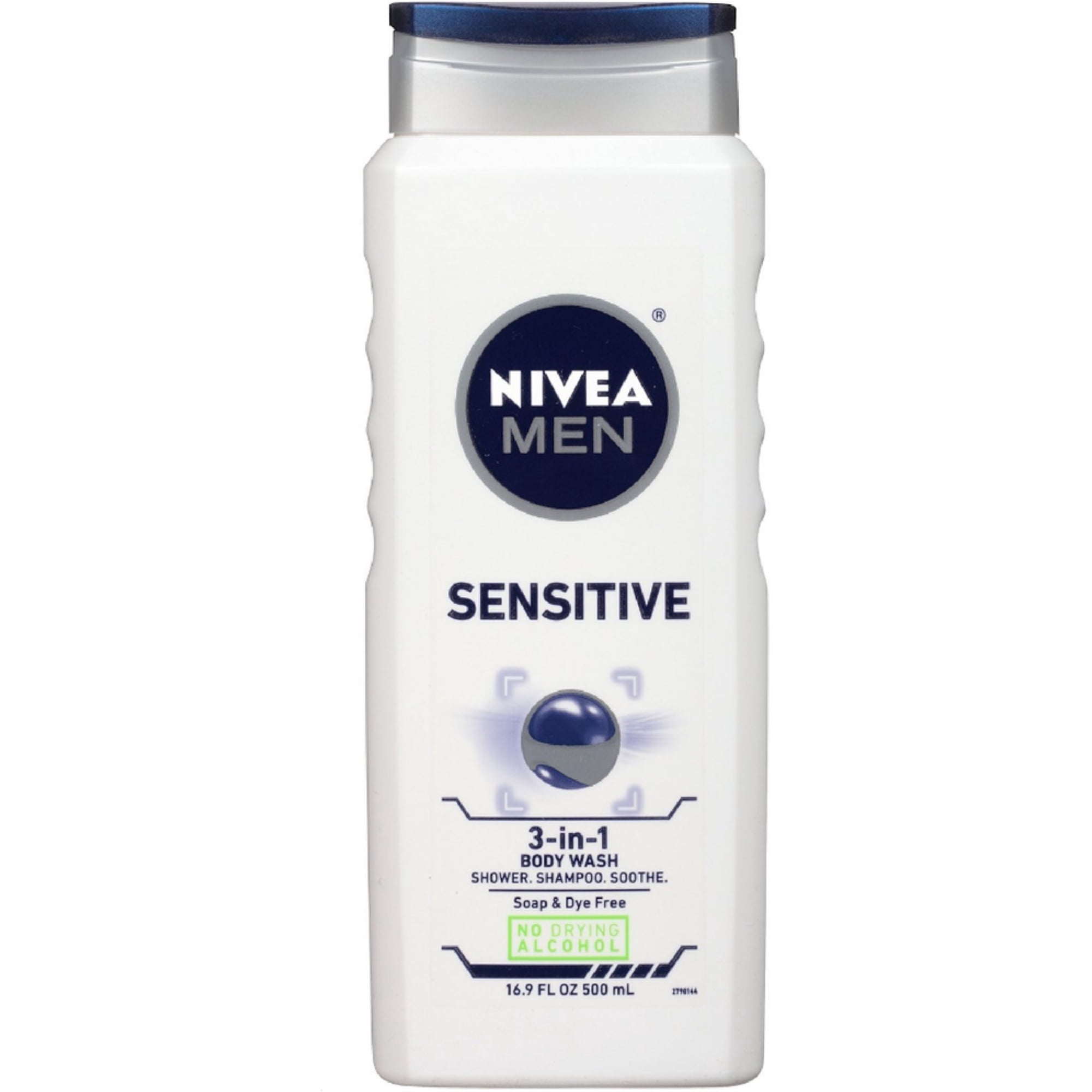 NIVEA FOR MEN Sensitive Body Wash 16.90 oz (Pack of 3)