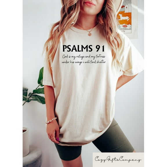 Sam Soft Psalm 91 T-Shirt, Bible Verse Sweatshirt, Christian Shirt, Women's Religious Shirt, Christian Clothing, Gift for Christian, Jesus Lover Tee