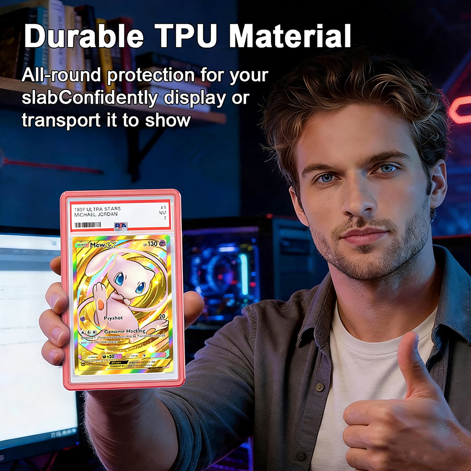 KIQ Flexible TPU Bumper Guard Protector Case Cover Sleeve for PSA Graded Collectible Slabs Trading Cards+ ACRYLIC BACKPLATE: 10 COLORS SET
