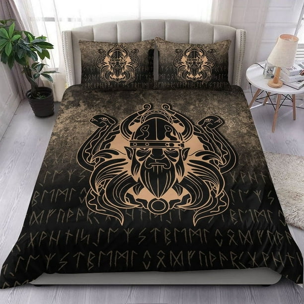 Juego de Cama Vikingo Nordic Warrior Valhalla Norse Gold Version Bed Set Rlt12