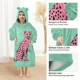 thumbnail image 3 of FORMRS Wearable Blanket Hoodie with Sleeves for Kids Cozy Flannel Sweatshirt, Pink Cheetah, 3 of 7