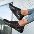 thumbnail image 7 of Black Glitter Sneakers for Women Men Unisex Sparkly Low Top Lace Up Casual Party Festival Shoes with Metallic Accents Non-Slip Sole,Size 5.5, 7 of 7