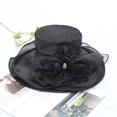 thumbnail image 7 of Women Derby Fascinator Hat Organza Church Wedding Hat Wide Brim Cocktail Tea Party Hat, 7 of 7