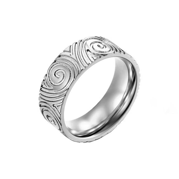 HIJONES Men Women's Multiple Patterns Ring Stainless Steel Couple Band Ring Silver Size 9