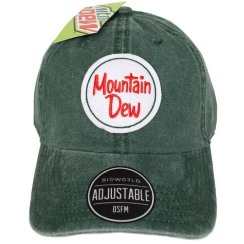 Drink Mountain Dew Hat Baseball Cap Throwback Mountain Dew MTN Dew Clothing Apparel Hat Green