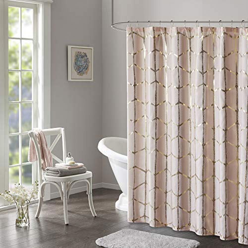 Home Essence Apartment Arielle Printed Metallic Shower Curtain