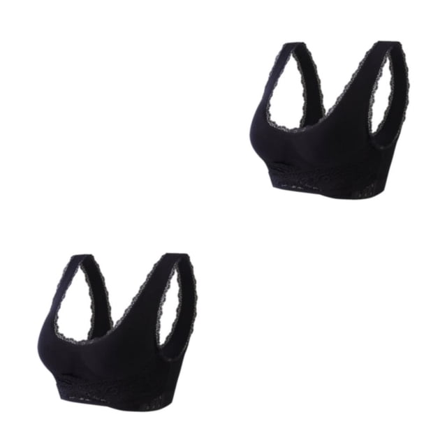 Sonducket Sujetador push-up para mujer - Sin costuras con soporte inalámbrico Sujetador sin costuras transpirable negro XXXL 1 negro XXXL, 1 2Conjunto