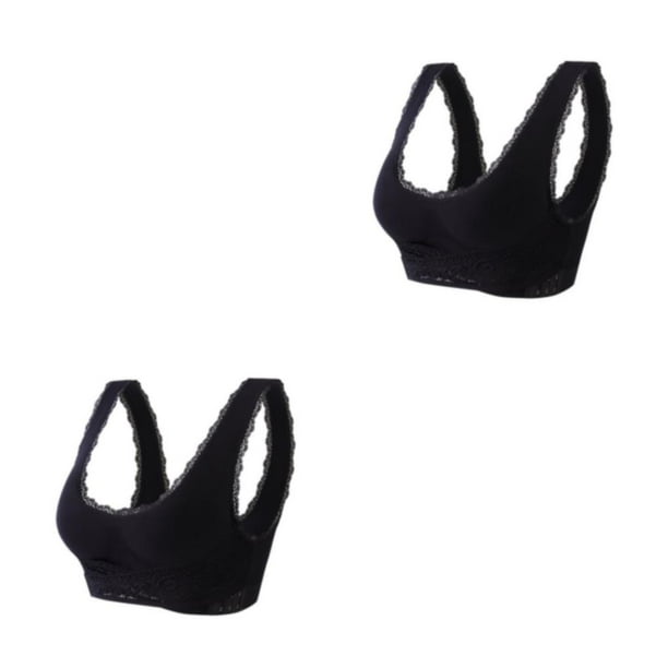 Sonducket Sujetador push-up para mujer - Sin costuras con soporte inalámbrico Sujetador sin costuras transpirable negro XXXL 1 negro XXXL, 1 2Conjunto