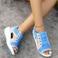 thumbnail image 6 of Womens Mesh Cutout Wedge Sandals Lace Up Shock Absorbing Thick Sole Non Slip Summer Walking Sport Sandals 43, 6 of 7