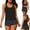 Black, variant on Women's 2026 Fashion Fashion Tankini 3 Piece Swimsuit Set, Breathable Lightweight Beach Bathing Suit for Summer Blue XXL