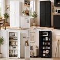 thumbnail image 6 of IKIMI 61" Metal Kitchen Pantry Storage Cabinet, Freestanding Cupboard with 4 Adjustable Shelves and 2 Doors, Tall Storage Organizer for Kitchen, Living Room or Laundry Room, White, 6 of 9