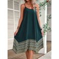 thumbnail image 6 of Women'S Boho Color Block Long Dress Hawaii Flowy Spaghetti Strap Dresses Green L, 6 of 9