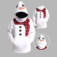 thumbnail image 2 of Sudadera con capucha y cremallera navideña con disfraz de muñeco de nieve para mujer, estampado 3D a cuadros, hombros caídos, bolsillo canguro, 2 of 4