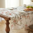 thumbnail image 6 of Euaioeiu Elegant Jacquard Tablecloth with Tassel Floral Birds Print, Waterproof Stain-Resistant Polyester Fabric, 53x39 Inches Rectangular Table Cover for Dining Room Kitchen Party Wedding Decoration, 6 of 6