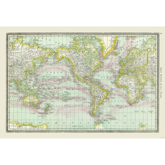 Historic Map - World - Rand McNally - Vintage Wall Art