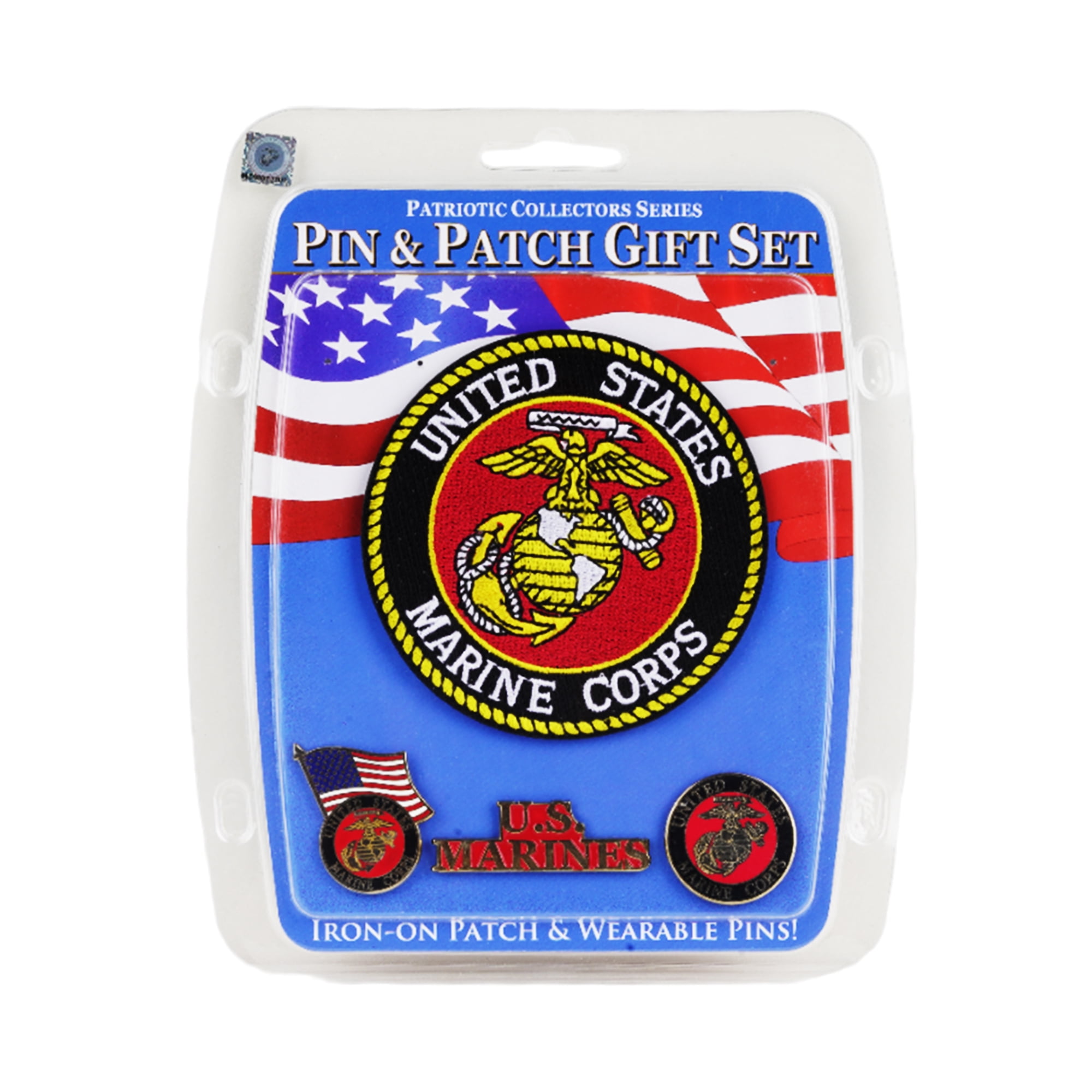 Trendy Zone 21 United States Marine Corps Pin & Patch Set Patriotic Embroidered US Marine Corps Patch and Pin Can be Used on Uniforms, Hats, Backpacks, Jackets, Pants, & Accessories (1 Patch & 3 Pin)