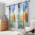 thumbnail image 2 of Yayeee Window Curtains Light Filtering 63"x42" Grommet Panel Pair Home Living Room Decor, Colorful Landscape, 2 of 7