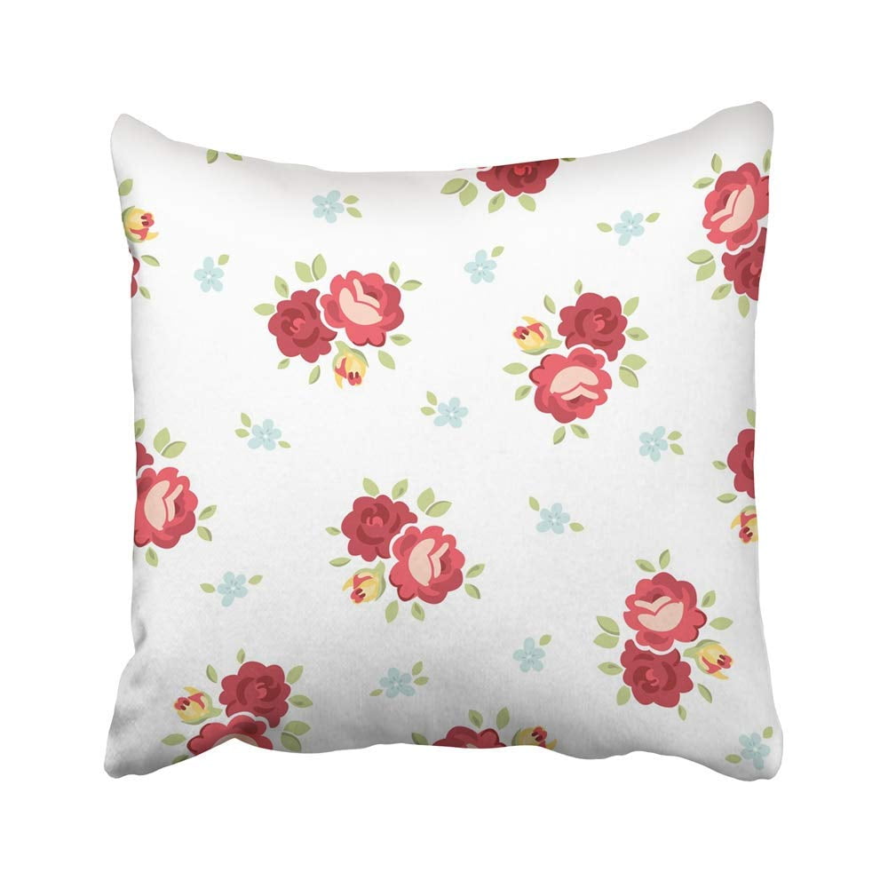 USART Blue Vintage Shabby Chic Inspired Rose Pattern Colorful Cute Floral Flower Pillow Case