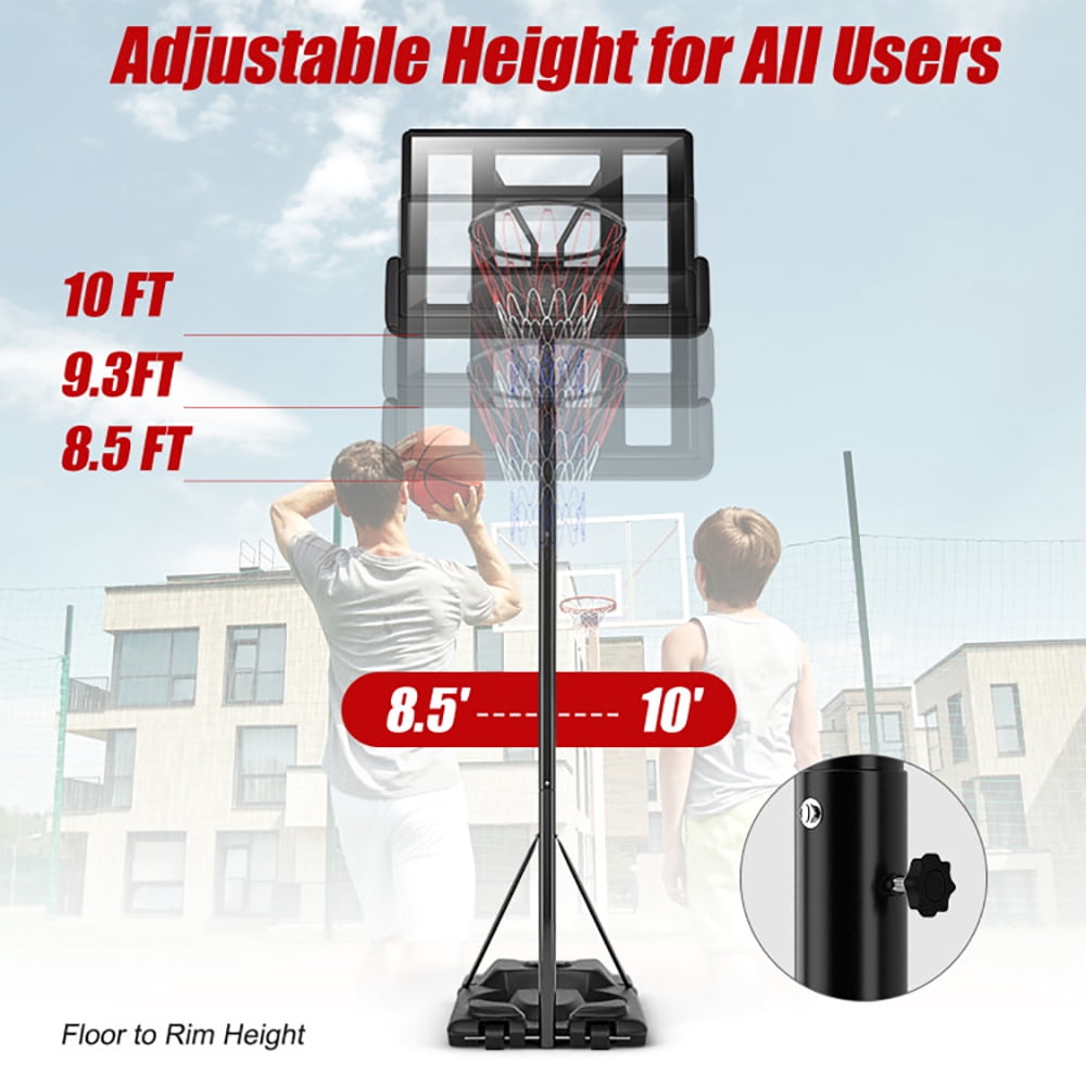 Spaco Height Adjustable Portable Shatterproof Backboard Basketball Hoop with 2 Nets, Portable Basketball Hoop for Kids Teenagers Youth and Adults with Stand & Backboard Fillable Base