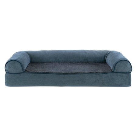 Chenille Suede - Large Faux Fleece & Chenille Soft Woven Memory Top Sofa Pet Bed - Orion Blue