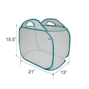 Mainstays White Mesh Pop-Up Laundry Basket with Heavy Duty Handles, 21 x 13 x 15.5 inches