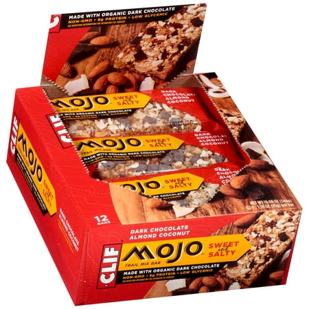 Clif Bar Mojo, Dark Chocolate Almond Coconut Trail Mix Bar, 12 Ct, 1.59 oz.