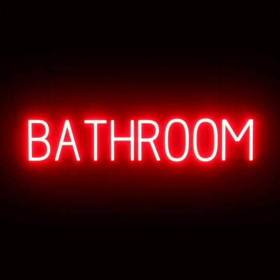SpellBrite Neon-LED BATHROOM Sign With Dimming Capability. LED Bathroom Signs for Businesses, Restaurants, and More, 33 inches, Red