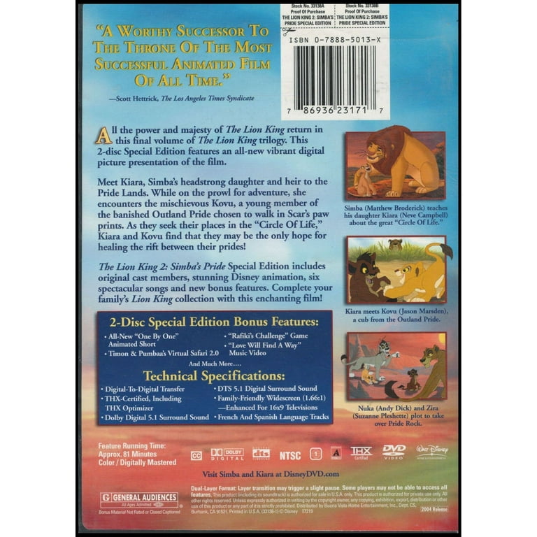 The Lion King 2: Simba's Pride (Two-Disc Special Edition) [DVD