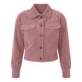 thumbnail image 6 of Women's Long Sleeve Button Down Jacket Solid Color Turndown Collar Casual Corduroy Outwear with Pockets 3XL, 6 of 9