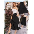 thumbnail image 7 of QAFOPEH Women High Waist Tie Front Pleated Pocket Flowy Hem Solid Color Midi Skirt, 7 of 7
