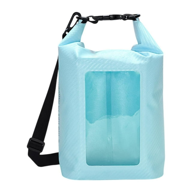 Funda impermeable para teléfono, bolsa seca de 5 l, bolsa flotante para kayak, bolsa para deportes al aire libre, rollo hermético Azul claro