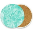 thumbnail image 2 of Coolnut Green Abstract Marble Round Cup Coaster with Ceramic Stone and Cork Base 1PCS, Absorbent Cup Mats, Cup Protection Mat for Home , Kitchen and Bar482 Home Decor Gifts, 2 of 6