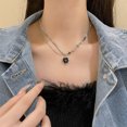 thumbnail image 2 of LYMAYTER Collier pour Femmes Collier pour Femmes - Pendentif Cœur Noir, Zircon Cubique Incrusté, Style Punk, 2 of 7