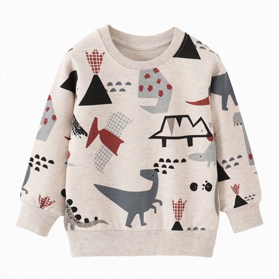larppty Toddler Boys Sweatshirts Long Sleeve Pullover Girls Crewneck Tops Cartoon Sport Shirts for Kids (Grey,5-6 Years)