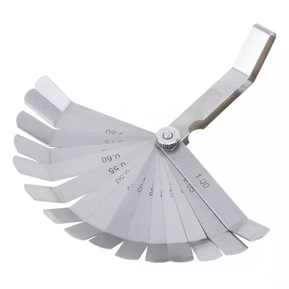 Zyler - 0.05-1Mm Thickness Curved Steel Gapped Metric Filler Feeler Gauge 16Pcs Blades