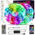 thumbnail image 1 of LED Strip Lights 50ft RGB LED Strip Lights SMD 5050 LED Lights,Music sync Color Changing Strip Lights with 44 Keys Remote+Bluetooth Controller Led Lights Strip for Home TV Party Decoration(2x25ft）, 1 of 5