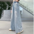 thumbnail image 6 of oqasdz Girls Denim Pants Wide Leg High Waist Baggy Jeans Fashion Everyday Wear School Streetwear Durable Fit Casual Dailywear, 6 of 7