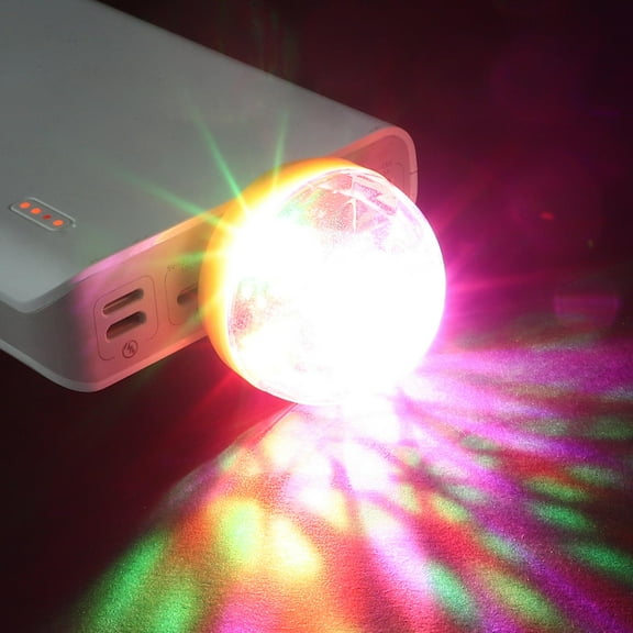 WHAMVOX USB Mini Disco Lights Portable Light USB Powered LED Stage Ball DJ Lighting Karaoke Lights for Christmas Home Party Bar(Yellow)