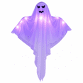 thumbnail image 2 of Clearance Light Up Hanging Ghost Decor, White Gauze Ghost Ornament with Blue LED Lights, Halloween Hanging Decoration for Front Door Porch Yard Tree Party Indoor Outdoor, 2 of 6