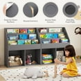 thumbnail image 5 of WYDK Kids Bookshelf, Wooden Toy Storage Cabinet Organizer with Shelves & 2 Large Cubes, 2-in-1 Children Bookcase Display Sling Book Rack for Kids Room, Bedroom, Nursery, Kindergarten (Gray), 5 of 9
