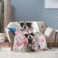 thumbnail image 7 of Raccoon Floral Blanket Gifts For Kids Adults - Lightweight Throw Blanket For Bedroom Living Room Decor Soft Fuzzy Fleece Cozy Plush Bed Couch 60"X50", 7 of 7